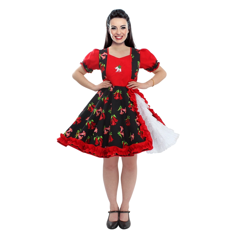 VESTIDO HUASA CHINITA COPIHUE ROJO/NEGRO S - 1