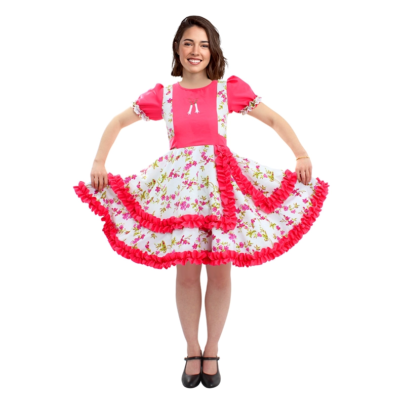VESTIDO HUASA CHINITA FLOREADO FUCISA/BLANCO S - 1