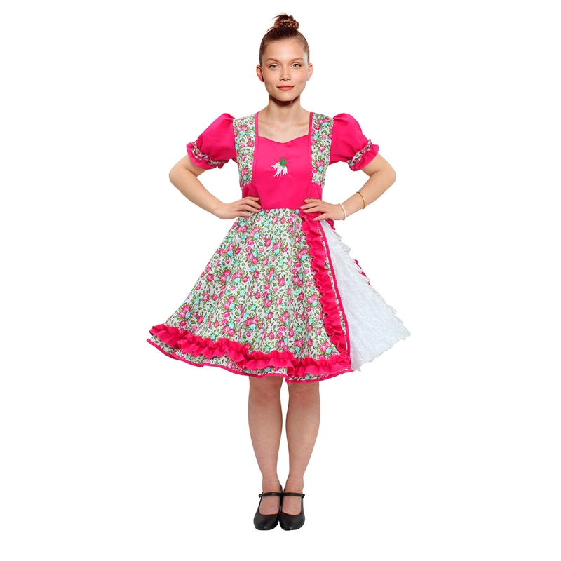 VESTIDO HUASA CHINITA FLOREADO FUCSIA S - 1
