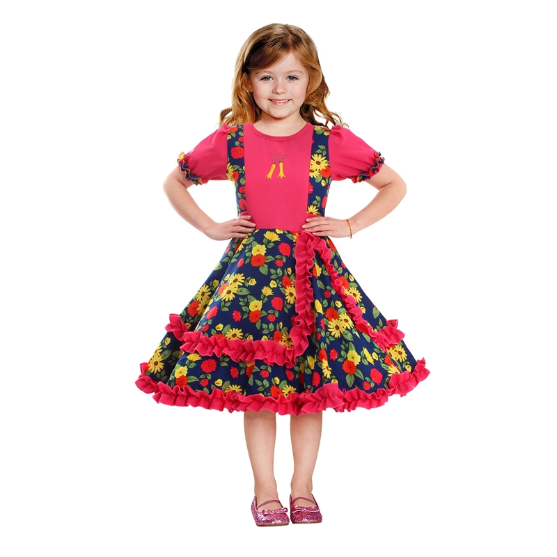VESTIDO HUASA CHINITA FLOREADO FUCSIA/AZUL 7-9 - 1
