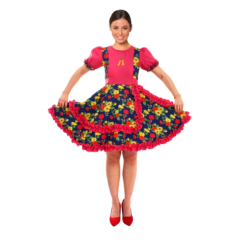 VESTIDO HUASA CHINITA FLOREADO FUCSIA/AZUL L - 1