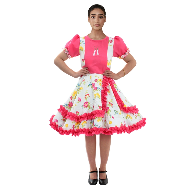 VESTIDO HUASA CHINITA FLOREADO FUCSIA/BLANCO M - 1