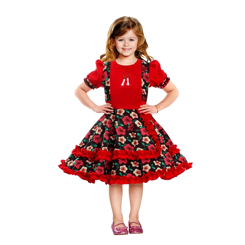 VESTIDO HUASA CHINITA FLOREADO FUCSIA/NEGRO 7-9 - 1