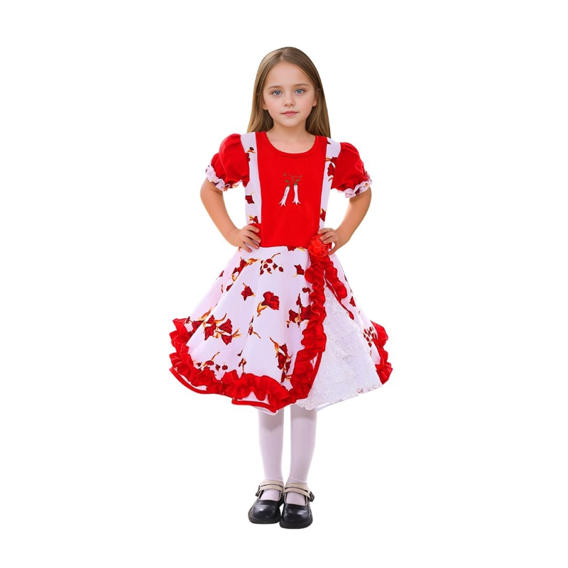 VESTIDO HUASA CHINITA FLOREADO ROJO/BLANCO 13-14 - 1