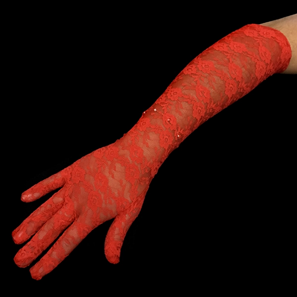 GUANTE ENCAJE 45 CM ROJO X1 UNI - 1