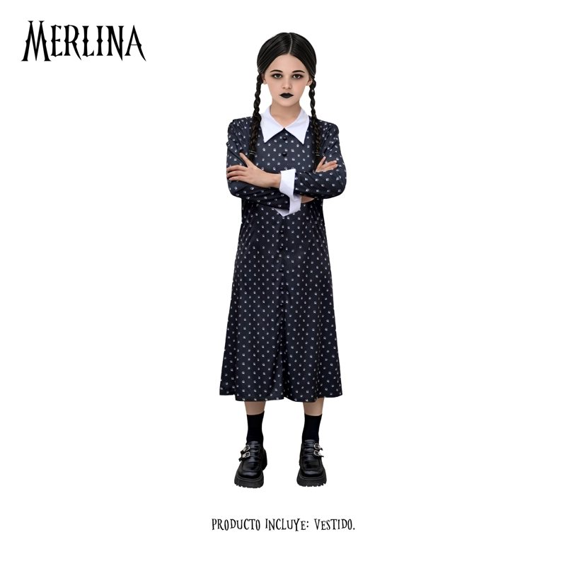 TRAJE MERLINA VESTIDO NEGRO 7-9 - 1