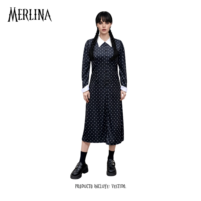 TRAJE MERLINA VESTIDO NEGRO XL - 1