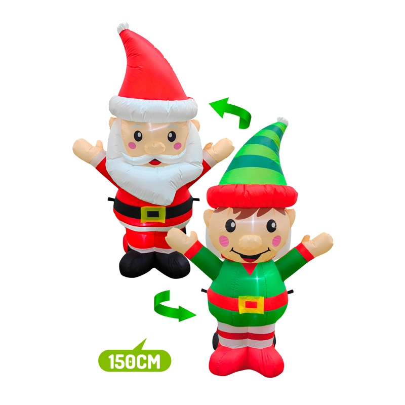 DECO SANTA/ELFO DOBLE INFLABLE LED 150CM - 1