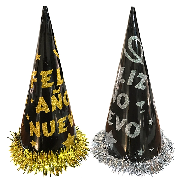 GORRO CONO F.A.N. DORADO/PLATEADO X6 UNI - 1