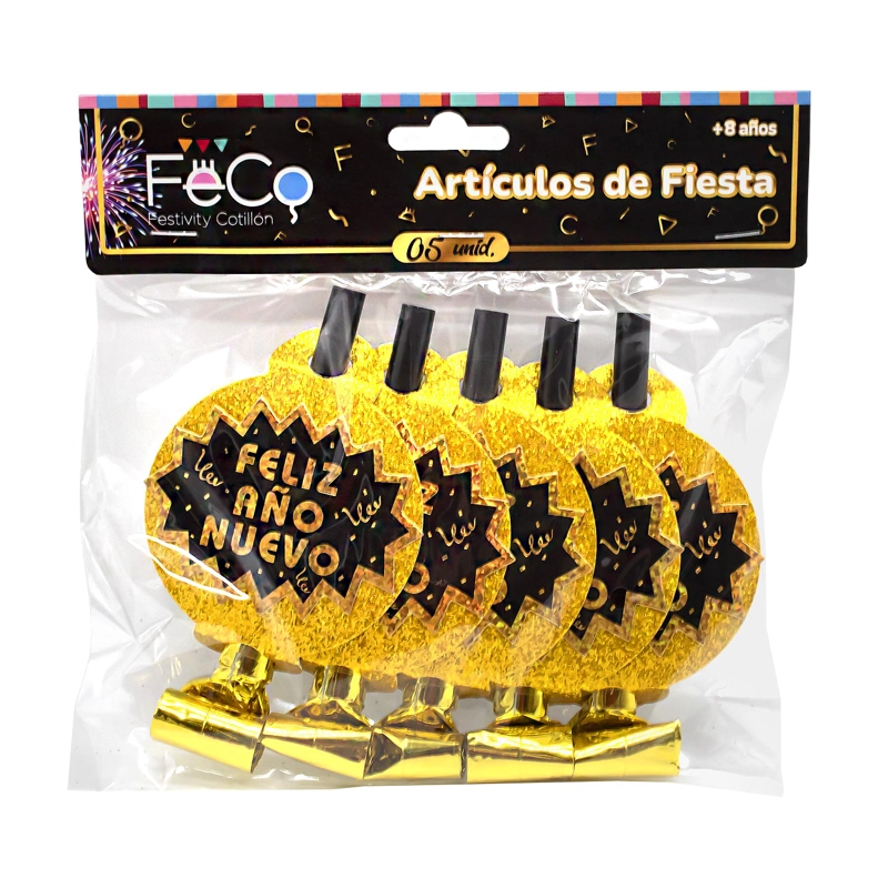 PITO SERPIENTE F.A.N DORADO GLITTER X6PCS - 1