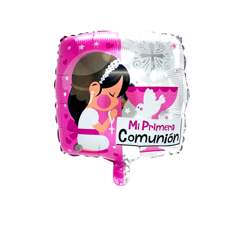 GLOBO METALICO 18 MI PRIMERA COMUNION ROSADO X1 UNI - 1