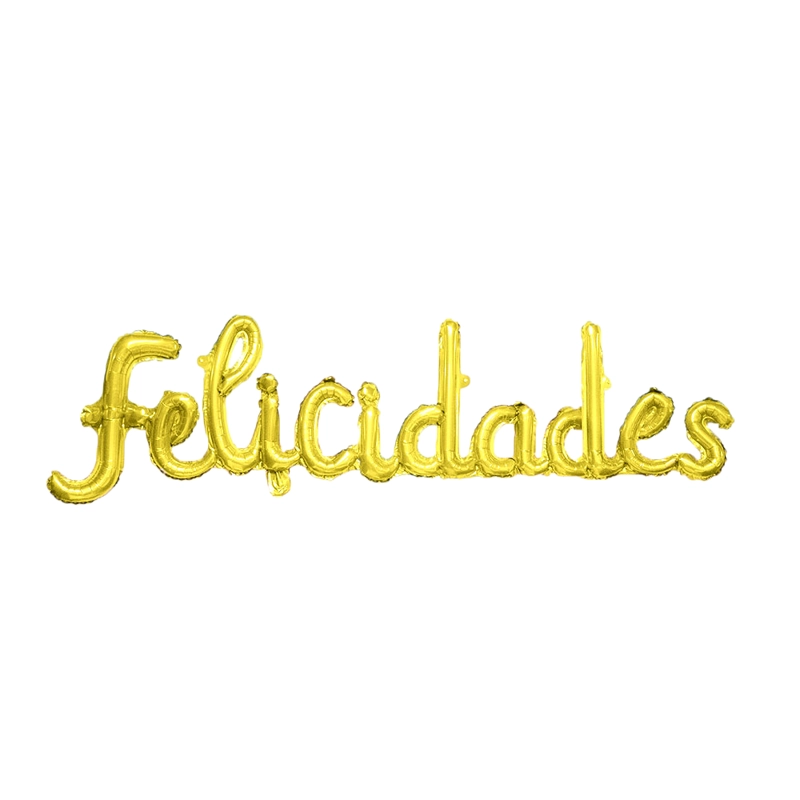 GLOBO METALICO FELICIDADES CURSIVO DORADO X1 UNI - 1