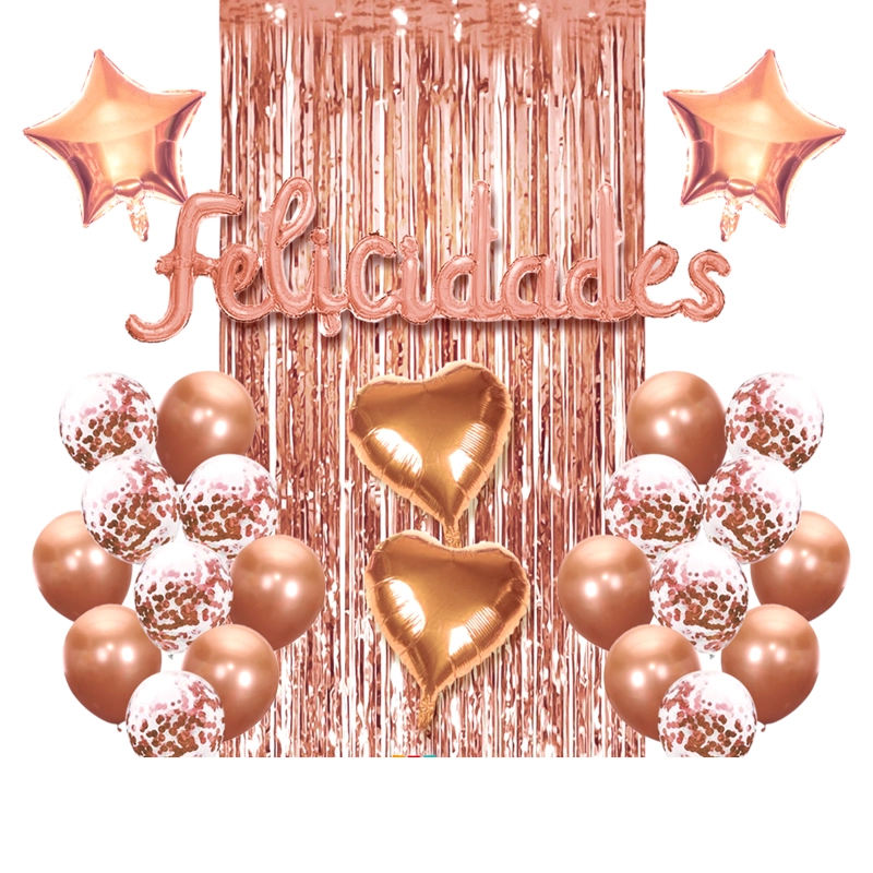 SET CORTINA GLOBO FELICIDADES ROSE GOLD X1 UNI - 1