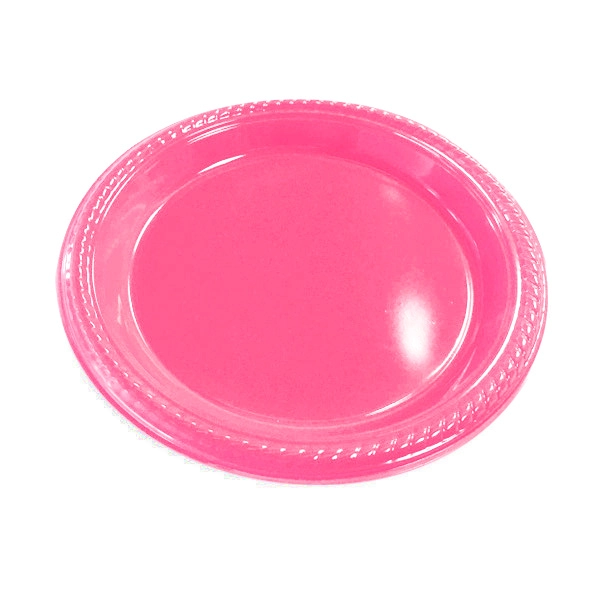 PLATO 7 PLASTICO ROSADO FUERTE X10 UNI - 1