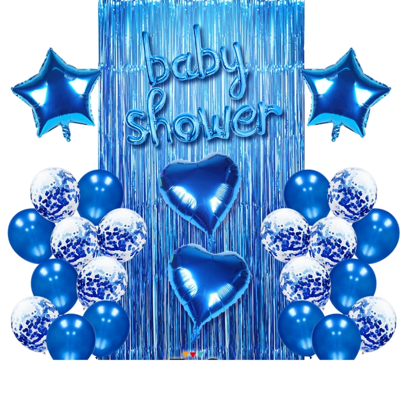 SET CORTINA GLOBO BABY SHOWER CELESTE X1 UNI - 1