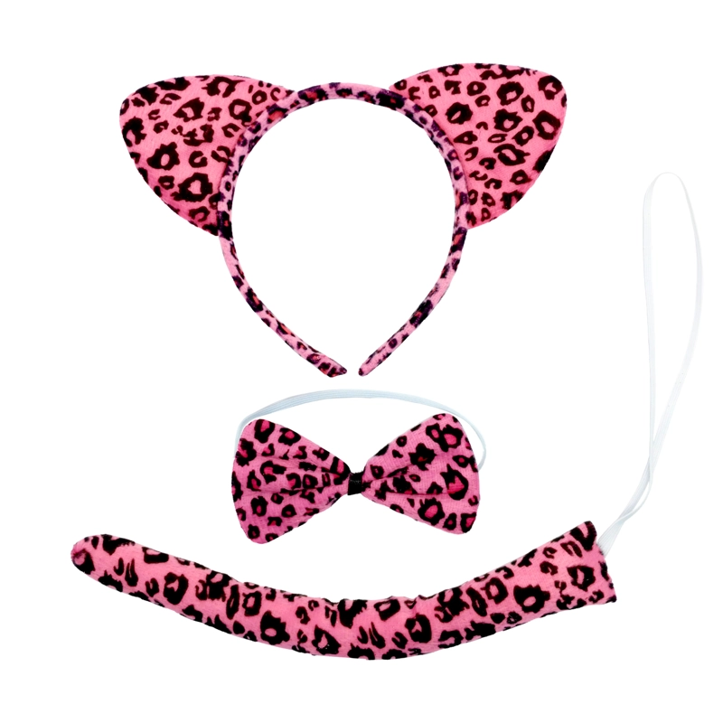 SET ANIMAL 2 PIEZAS CINTILLO LEOPARDO ROSADO X1 UNI - 1