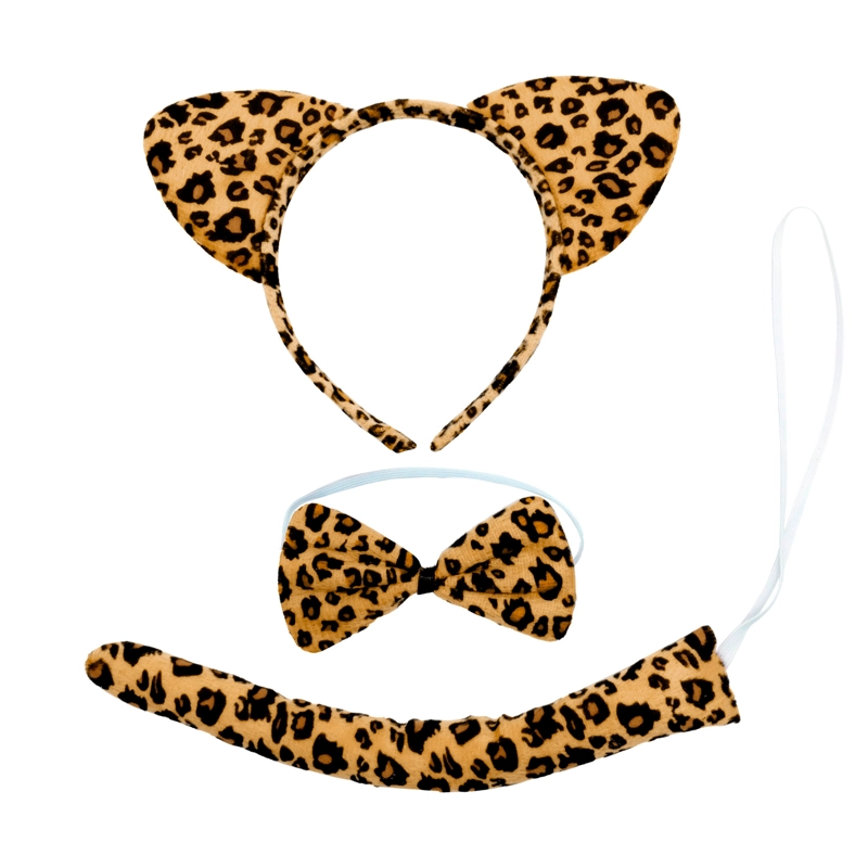 SET ANIMAL 2 PIEZAS CINTILLO LEOPARDO CAFE  X1 UNI - 1