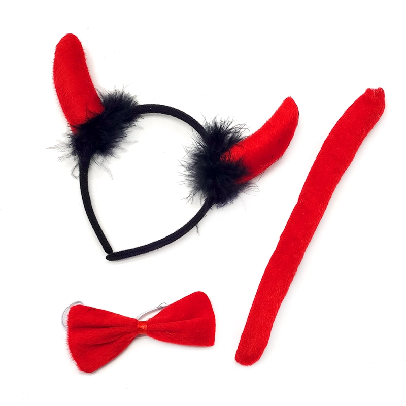 SET ANIMAL 3 PIEZAS CINTILLO DIABLO PELO NEGRO X1 UNI - 1