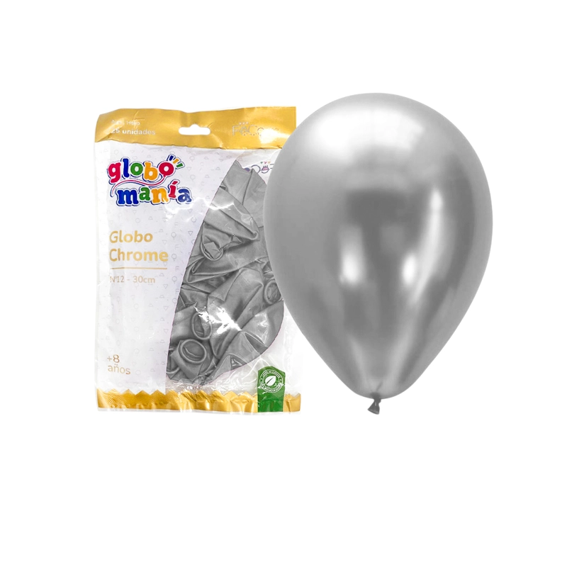 GLOBO 12 CHROME PLATEADO X25 UNID - 1