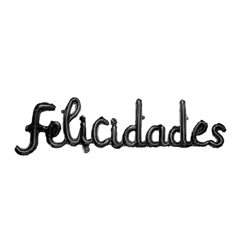 GLOBO METALICO FELICIDADES CURSIVO NEGRO X1 UNI - 1