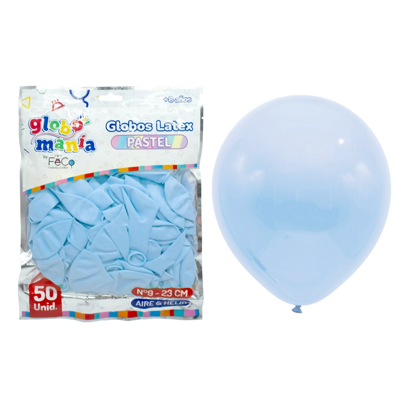 GLOBO 09 STANDARD PASTEL CELESTE X50UNI - 1