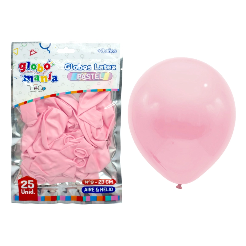 GLOBO 09 STANDARD PASTEL ROSADO X25UNI - 1