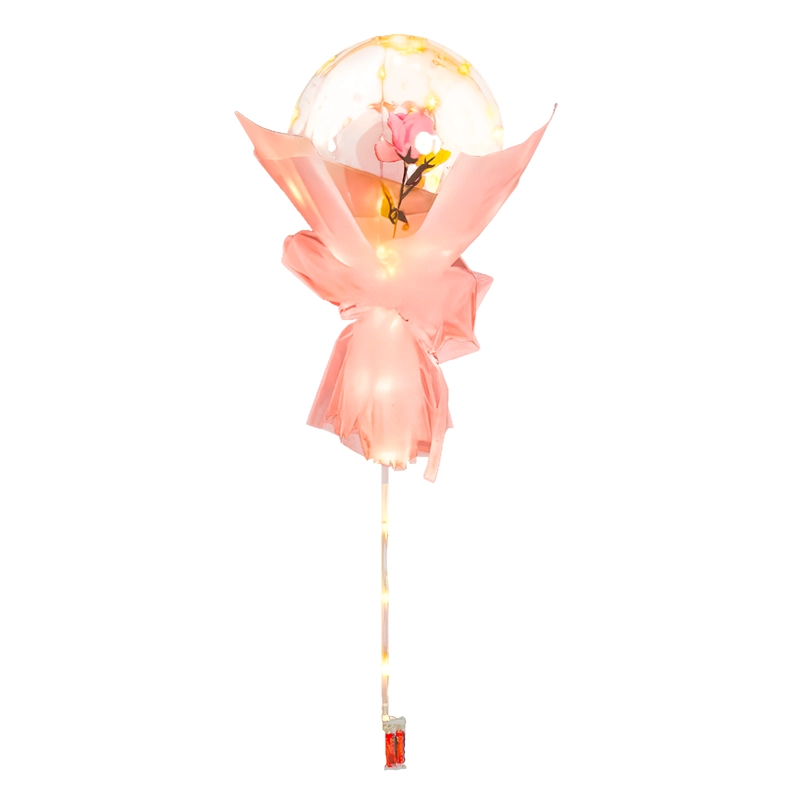 GLOBO BURBUJA 20CM STICK LED ROSA ROSADO X1UNI - 1