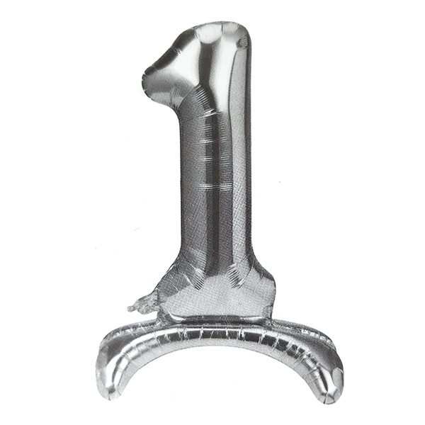 GLOBO METALICO 32 PEDESTAL PLATEADO N?1 X1 UNI - 1