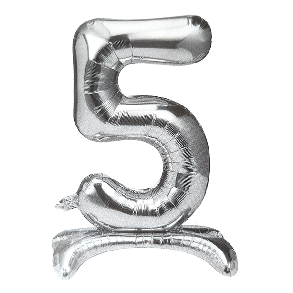 GLOBO METALICO 32 PEDESTAL PLATEADO N?5 X1 UNI - 1