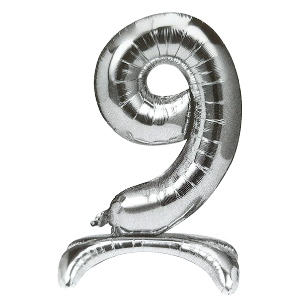 GLOBO METALICO 32 PEDESTAL PLATEADO N?9 X1 UNI - 1