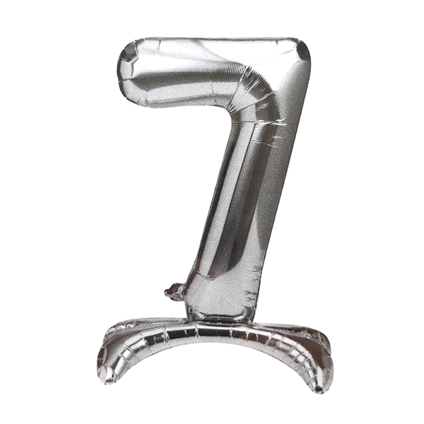 GLOBO METALICO 32 PEDESTAL PLATEADO N?7 X1 UNI - 1