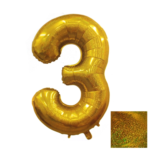 GLOBO METALICO LASER 40 DORADO N? 3 - 1