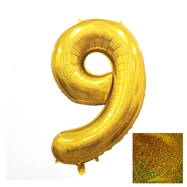 GLOBO METALICO LASER 40 DORADO N? 9 - 1