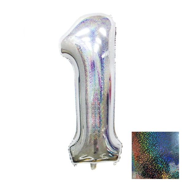 GLOBO METALICO LASER 40 PLATEADO N? 1 - 1