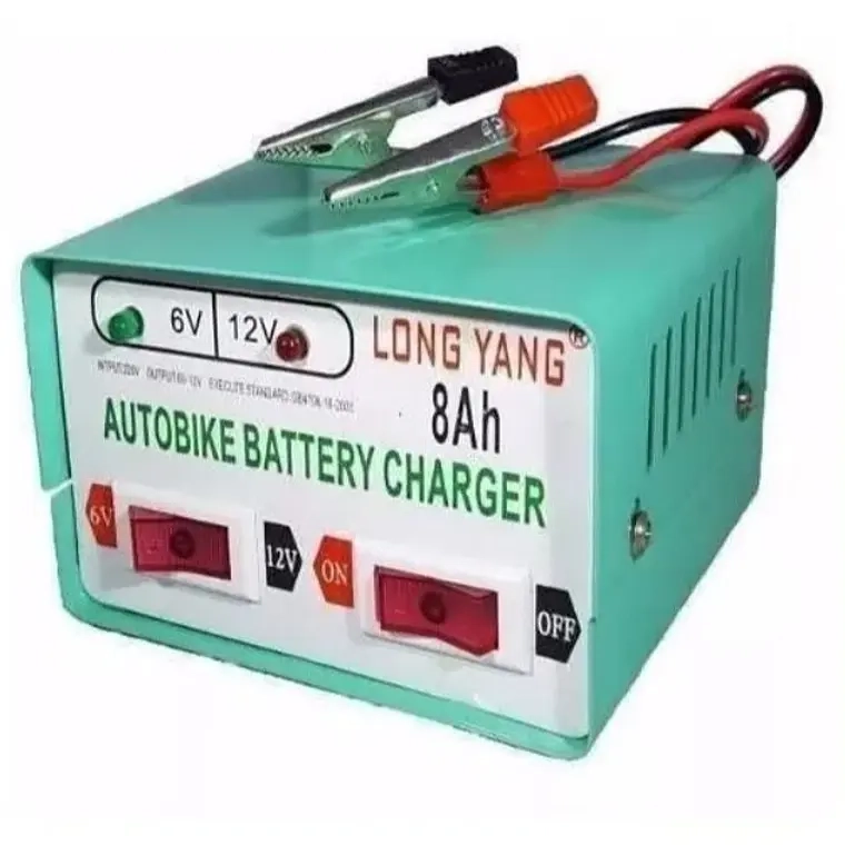 CARGADOR DE BATERIA PARA AUTOS Y MOTOS 12V / 6V - 8AH - 1