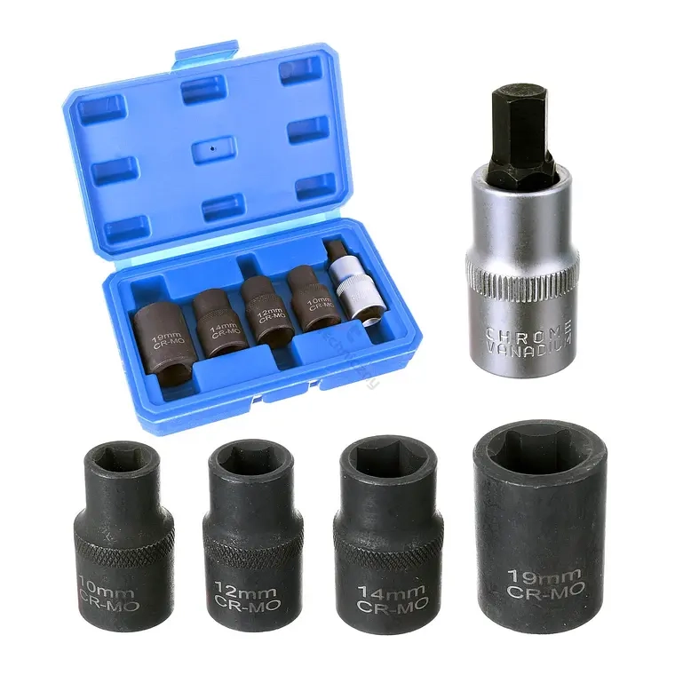 JUEGO DE DADOS PENTAGONALES 5 PIEZAS LLAVES VASO MECANICA - 1
