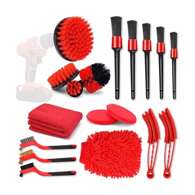 KIT 18 PIEZAS LIMPIEZA DE AUTO INTERIOR Y EXTERIOR - 1