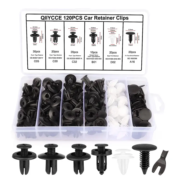 SET CLIP REMACHE PLASTICO SUJECION PARA COCHE BROCHES AUTOS - 1