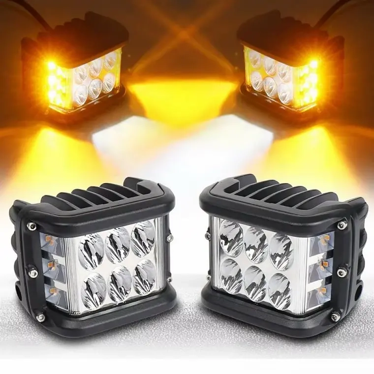 PACK X2 AUTO SPOT BICOLOR 36W 4X4 ESTROBO BLANCO + AMARILLO - 1