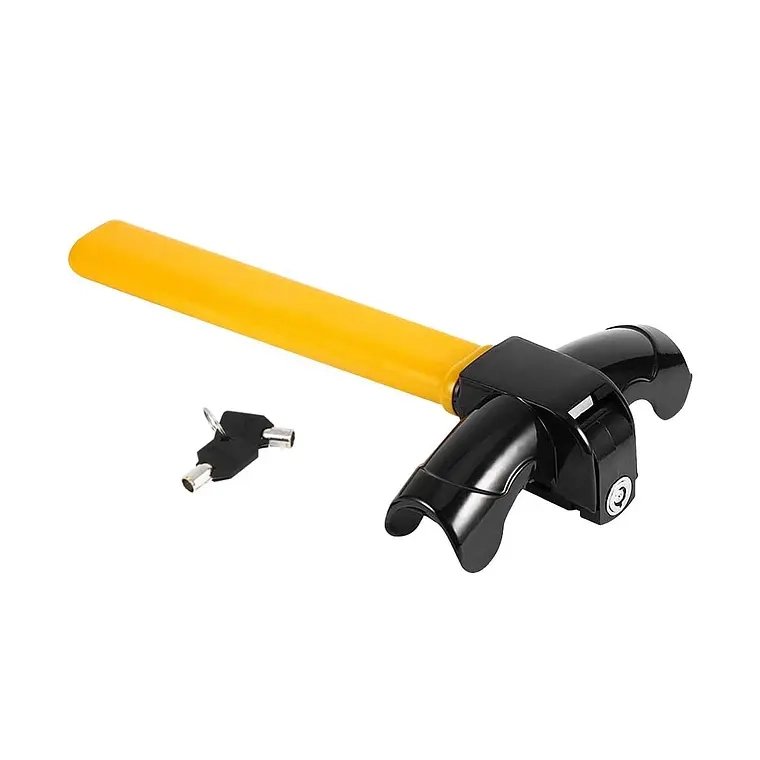 TRABA VOLANTE CANDADO ANTIRROBO ACERO + LLAVE SEGURIDAD - 1