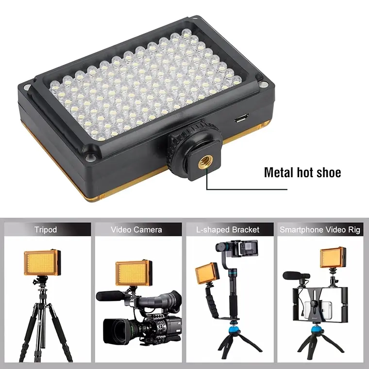 FOCO DE CAMARA 96 LED FLASH BATERIA CON 2 FILTROS - 1