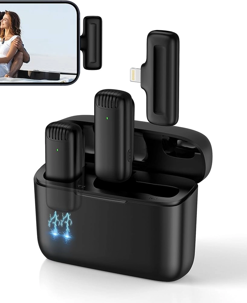 MICROFONO INALAMBRICO DOBLE SOLAPA + ESTUCHE ENTRADA USB C - 1