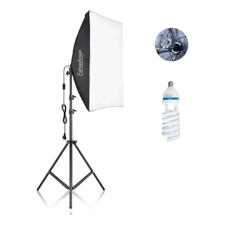 KIT DE ILUMINACION SOFTBOX ESTUDIO DE FOTOGRAFIA + AMPOLLETA - 1