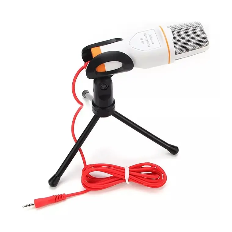 MICROFONO ESTUDIO CONDENSADOR ATRIL ESCRITORIO ALAMBRICO COLOR BLANCO - 1