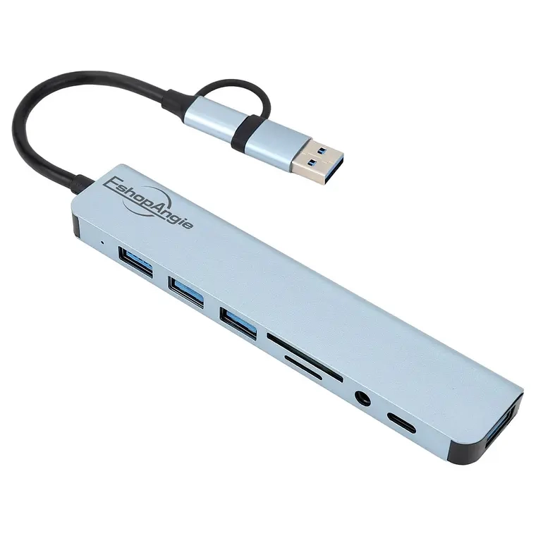 HUB ADAPTADOR USB TIPO C 8 EN 2 PARA MAC MACBOOK WINDOWS - 1