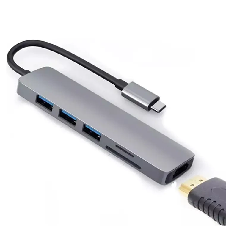 ADAPTADOR USB HUB HDMI TIPO C 3 X USB 3.0 6EN1 - 1