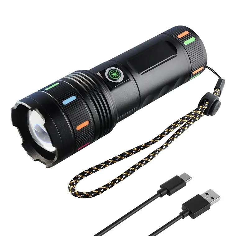 LINTERNA TACTICA LED CON ZOOM RECARGABLE ULTRA POTENTE - 1