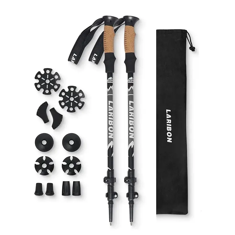 PACK 2 BASTONES TREKKING SENDERISMO PLEGABLE ALUMINIO 7075 (Gris) - 1