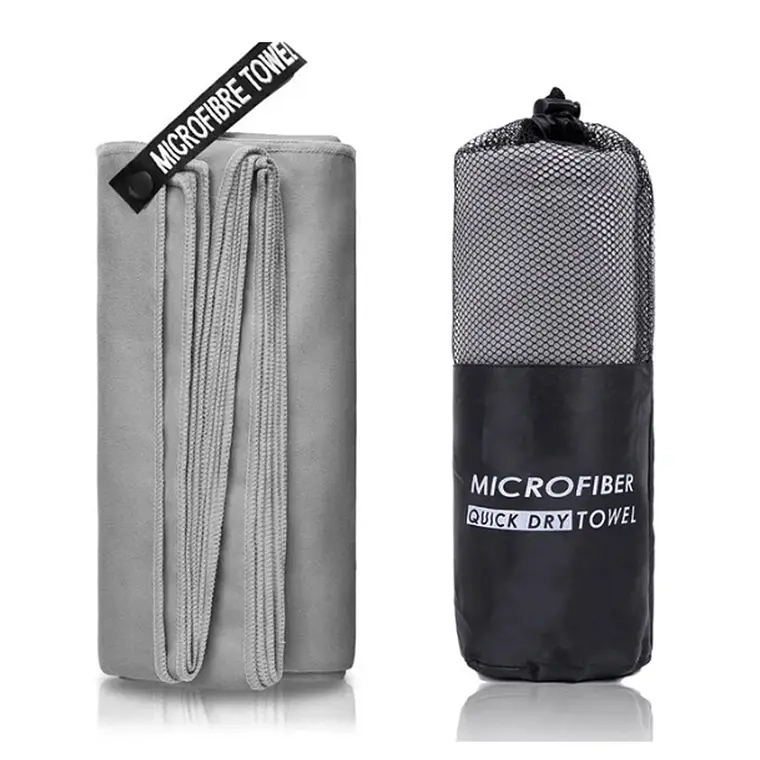 TOALLA DE MICROFIBRA DEPORTE VIAJE SECADO RAPIDO 2 UND (Gris) - 1