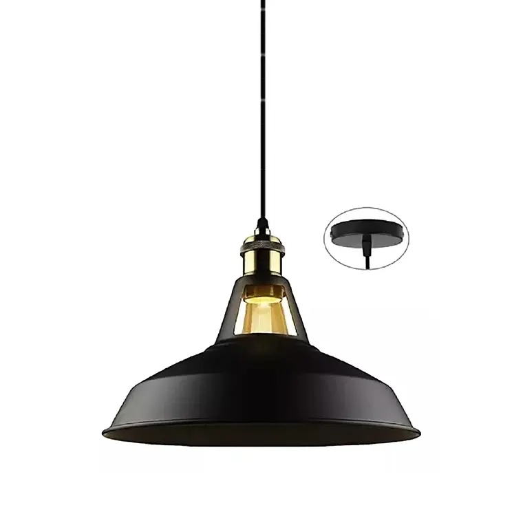 LAMPARA COLGANTE RETRO CAMPANA ALUMINIO SOQUETEE27+AMPOLLETA - 1